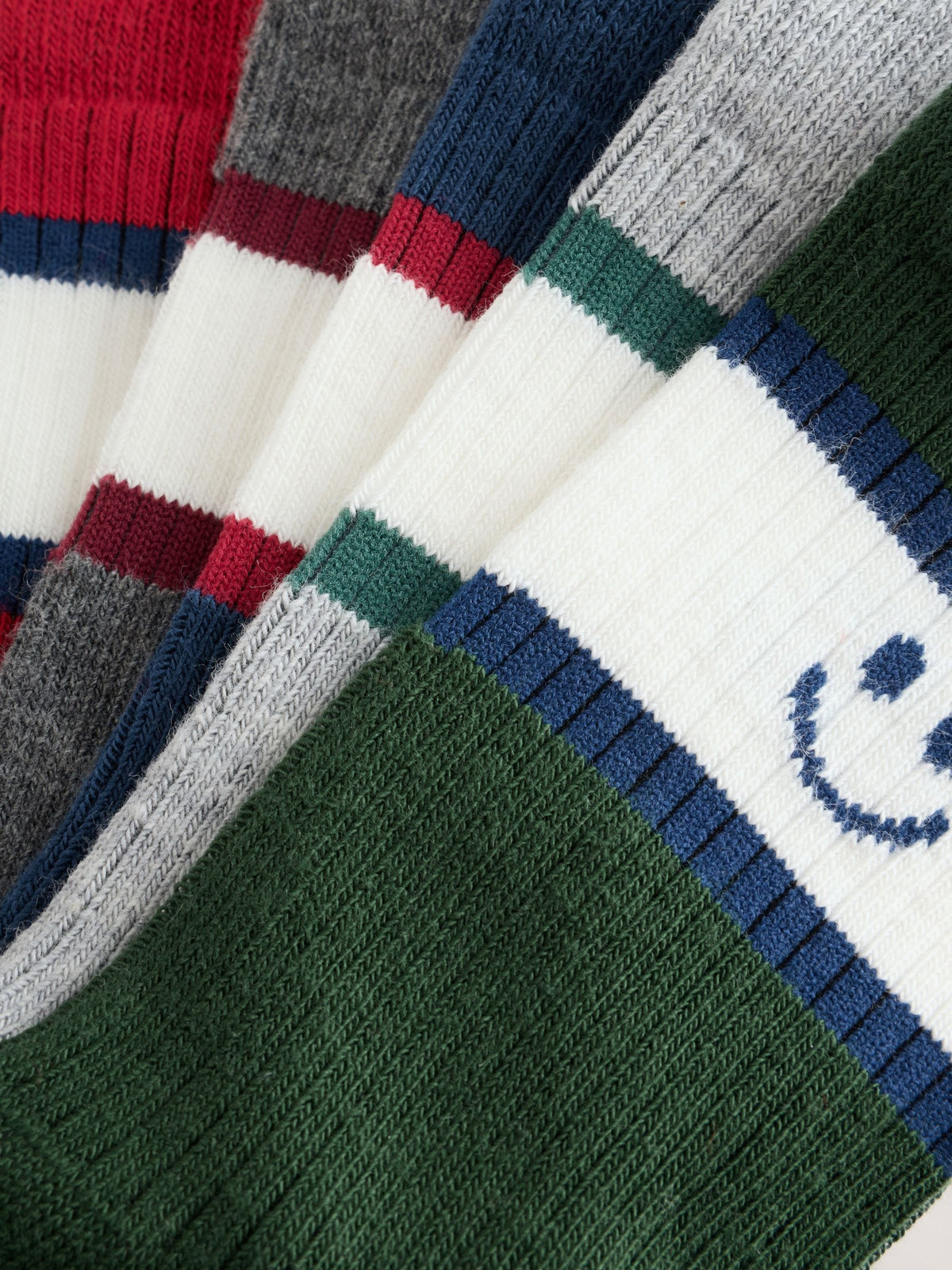 Green/Grey Cushioned Footbed Cotton Rich Ribbed Socks 5 Pack - image 3