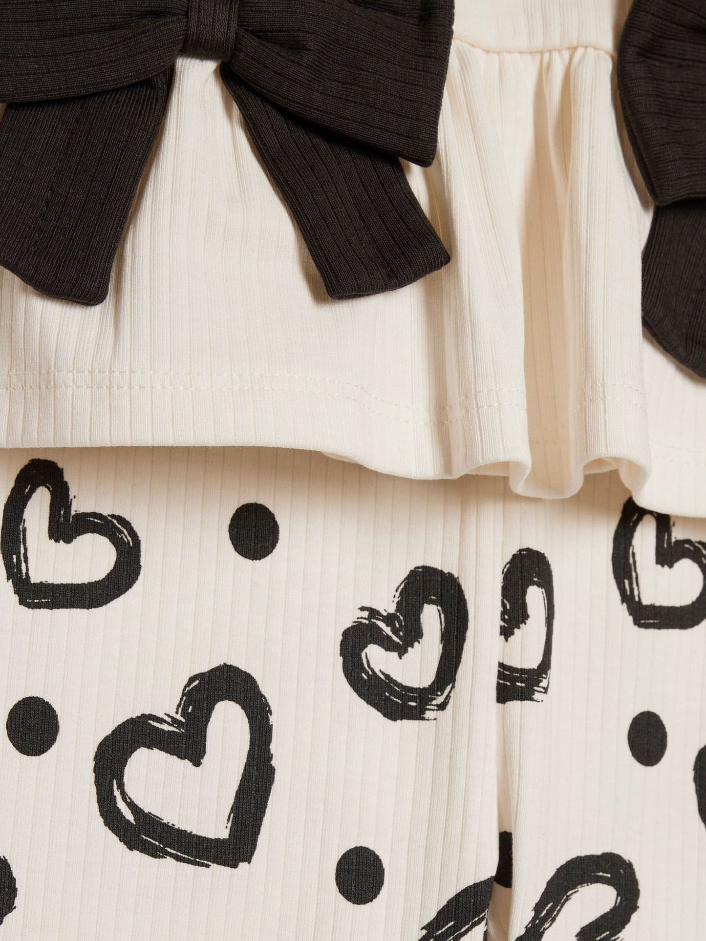 River Island Cream Peplum Bow Top & Rib Shorts Set image 4