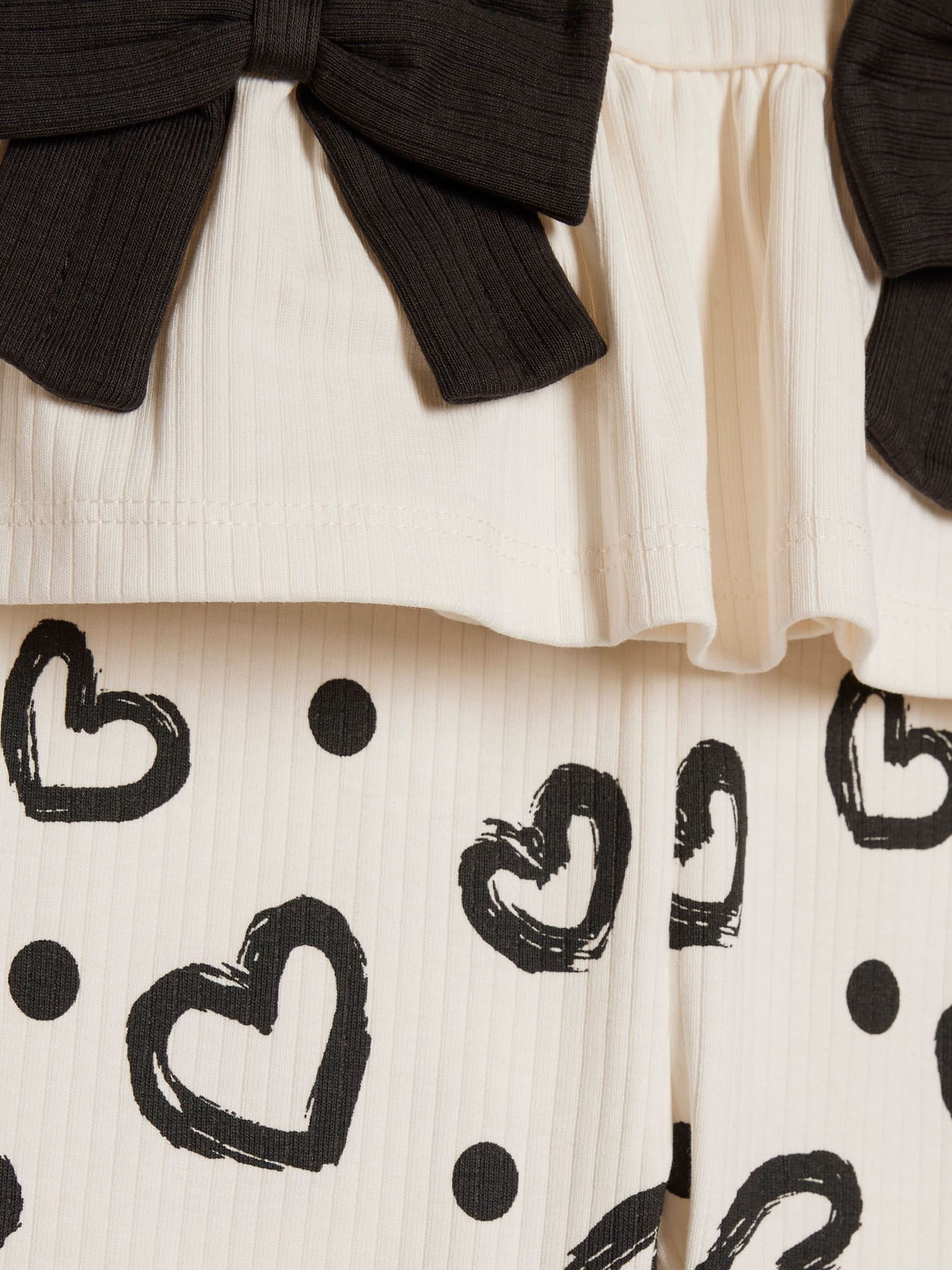 River Island Cream Peplum Bow Top & Rib Shorts Set image 4