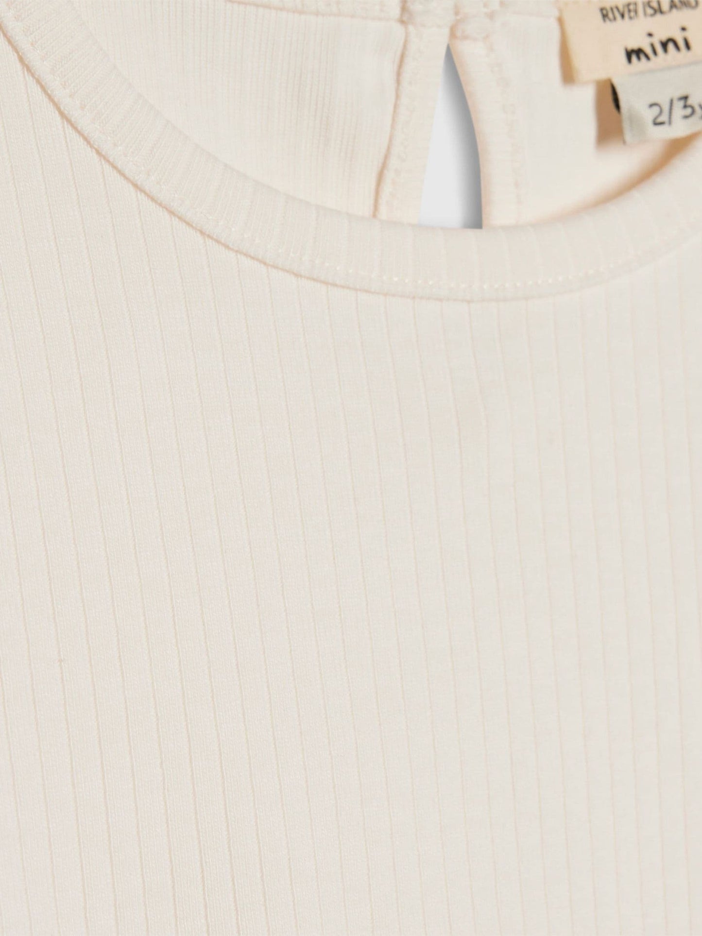 River Island Cream Peplum Bow Top & Rib Shorts Set image 5