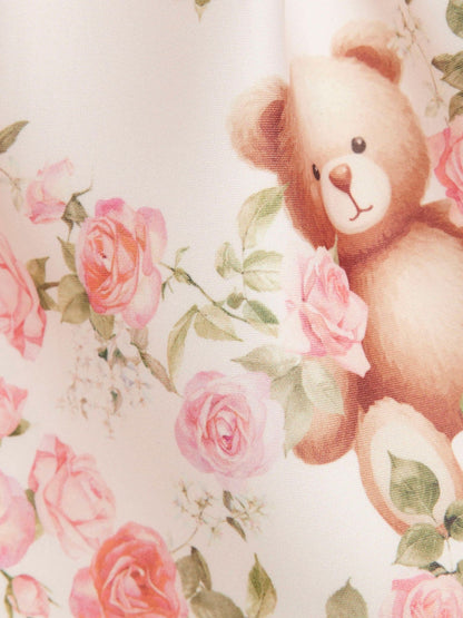 Dsiney Kidz - River Island Pink Bear Bow Floral Scuba Dress image 4