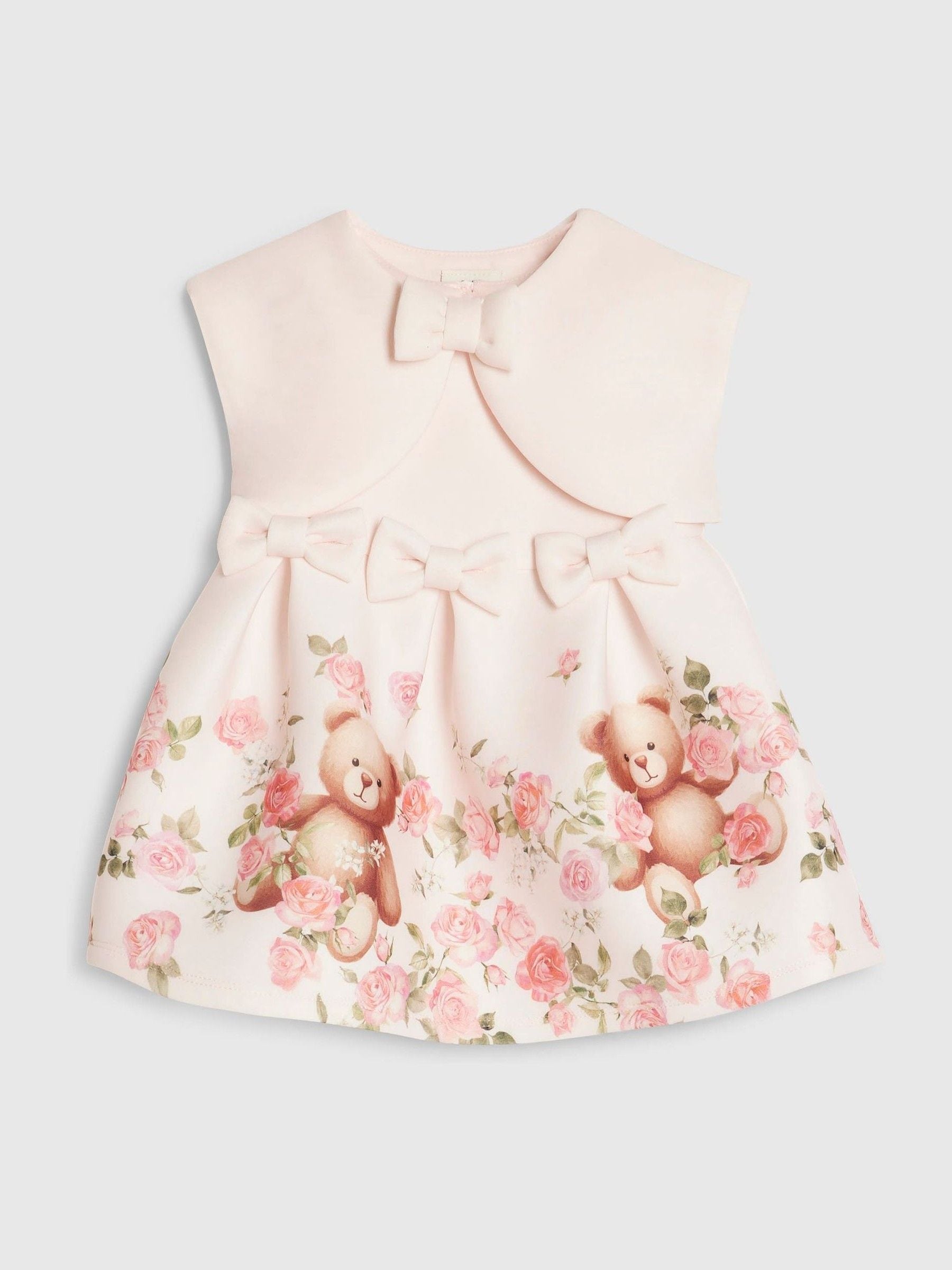 Dsiney Kidz - River Island Pink Bear Bow Floral Scuba Dress image 5