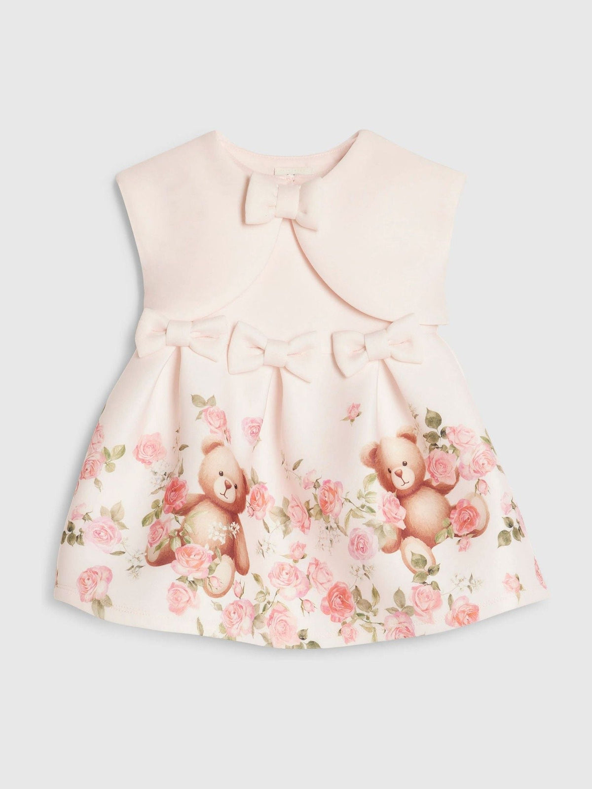 Dsiney Kidz - River Island Pink Bear Bow Floral Scuba Dress image 5
