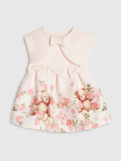 Dsiney Kidz - River Island Pink Bear Bow Floral Scuba Dress image 5