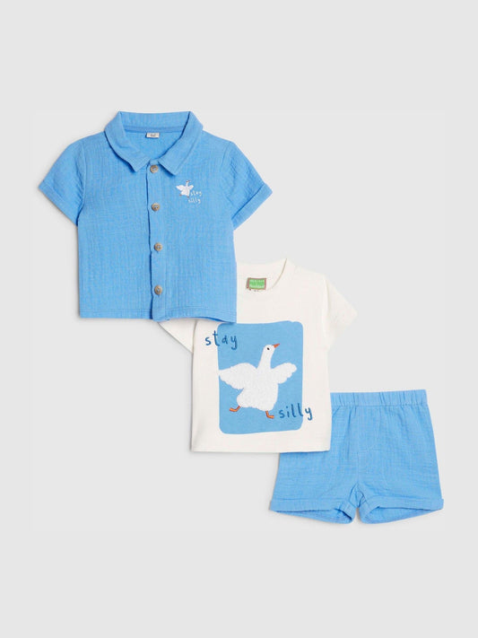 River Island Blue Abbie Rosie Goose T-Shirt & Shorts Set image 1