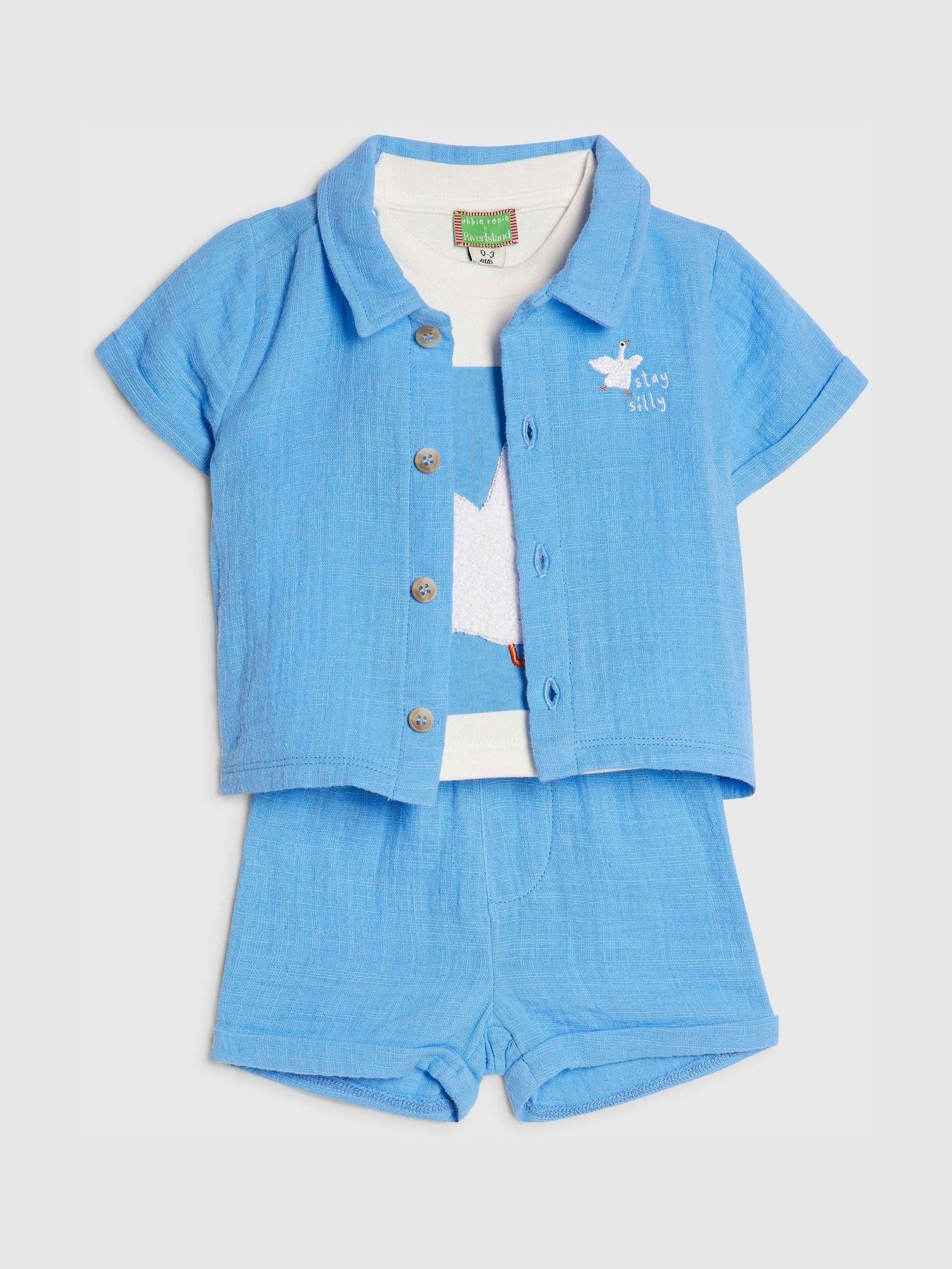 River Island Blue Abbie Rosie Goose T-Shirt & Shorts Set image 4