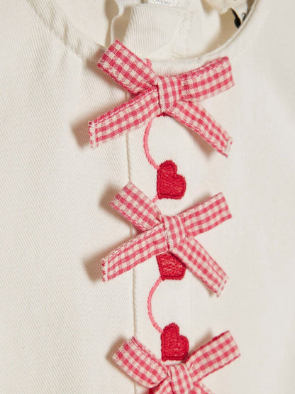 River Island White Heart Embroidered Dress image 3