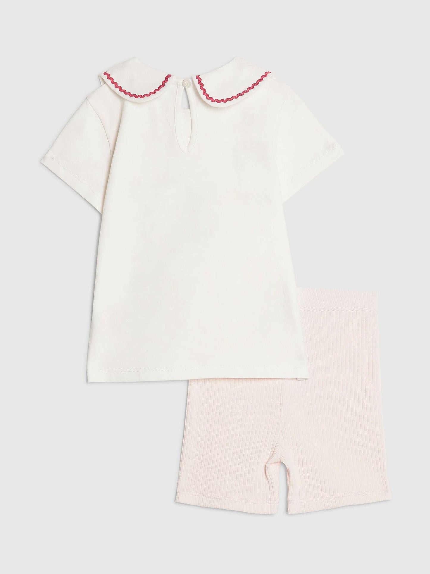 River Island Pink Abbie Rosie Dilly Dally Collar T-Shirt & Cycle Shorts Set image 2