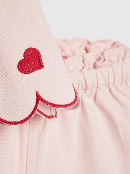 Dsiney Kidz - River Island Pink Denim Heart Frill Top & Shorts Set image 3