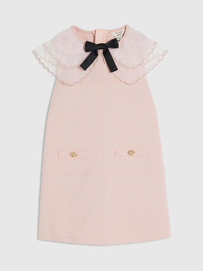 Dsiney Kidz - River Island Pink Organza Collar Scuba Dress image 1