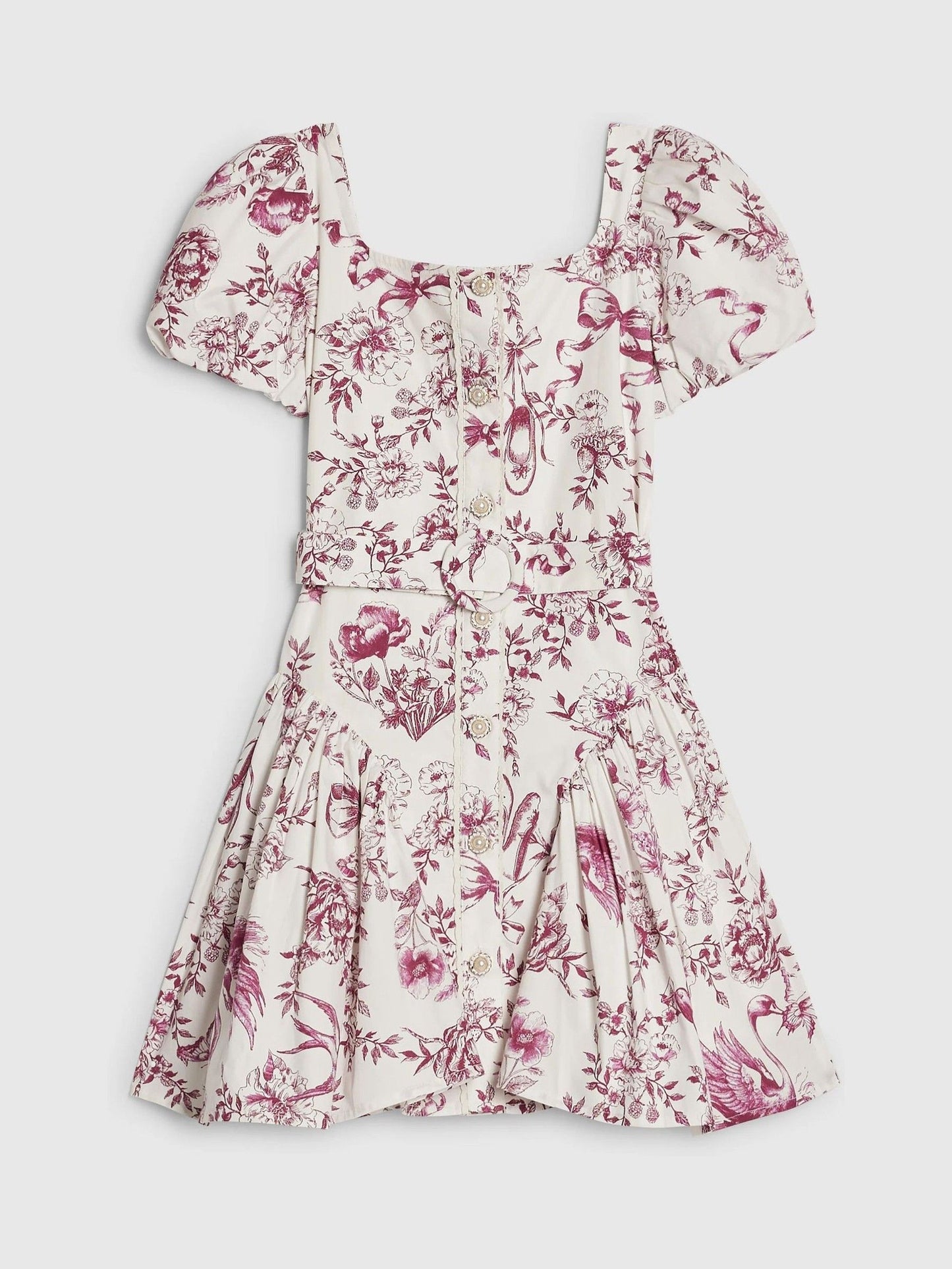 River Island White Floral Toile Prom Dress image 1