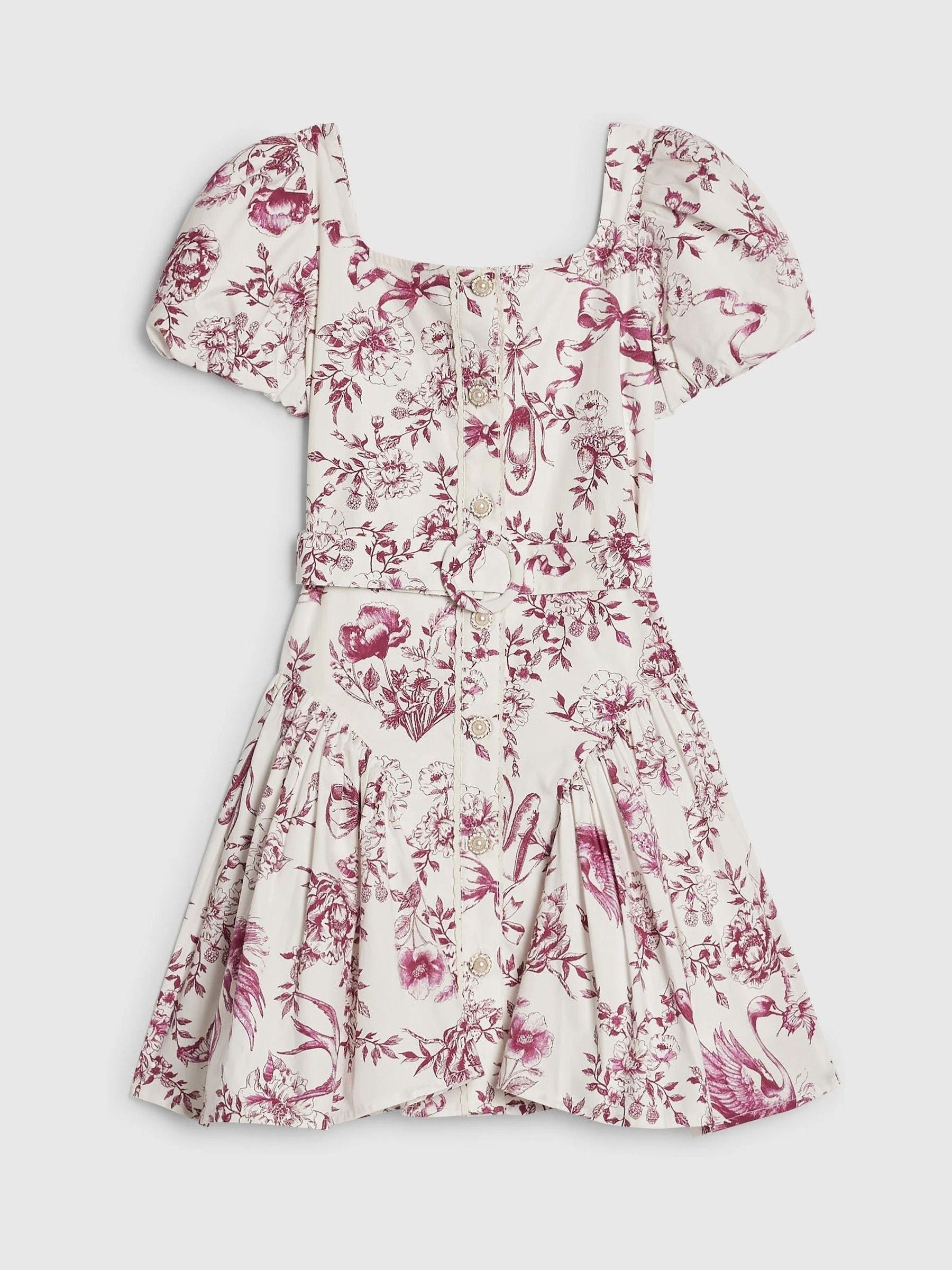 River Island White Floral Toile Prom Dress image 1