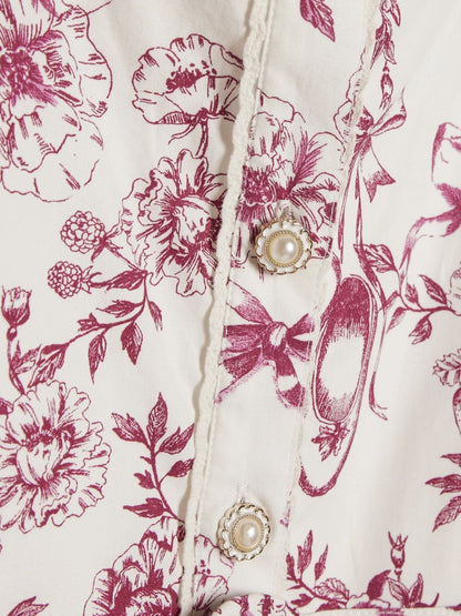 River Island White Floral Toile Prom Dress image 3