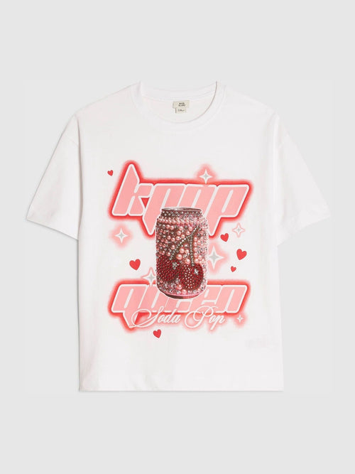 Dsiney Kidz - River Island White K Pop Queen Soda T-Shirt image 1