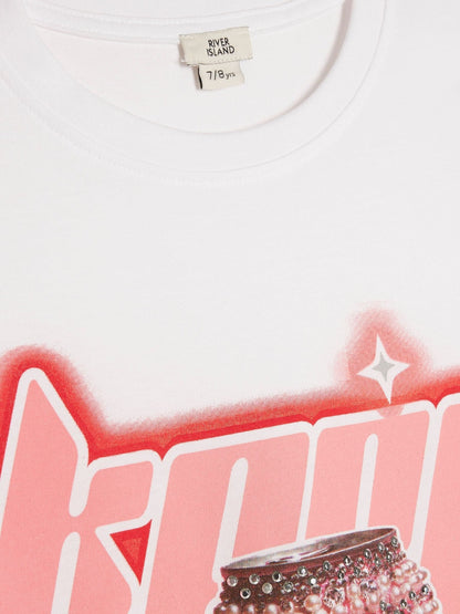 Dsiney Kidz - River Island White K Pop Queen Soda T-Shirt image 3