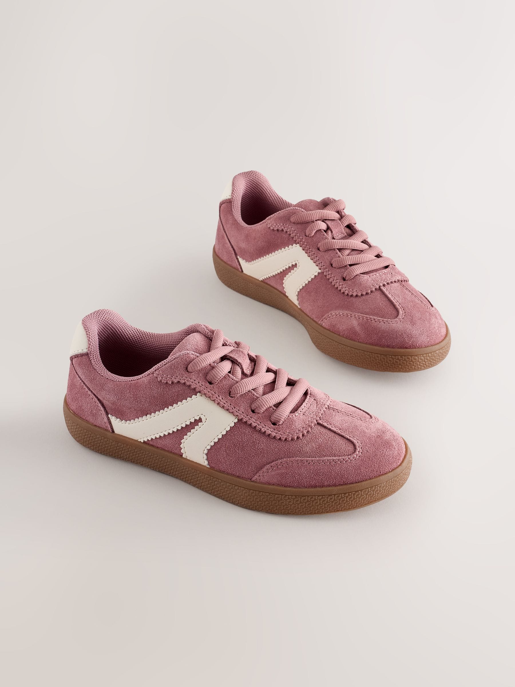 Pink Suede Standard Fit (F) Retro Trainers image 1