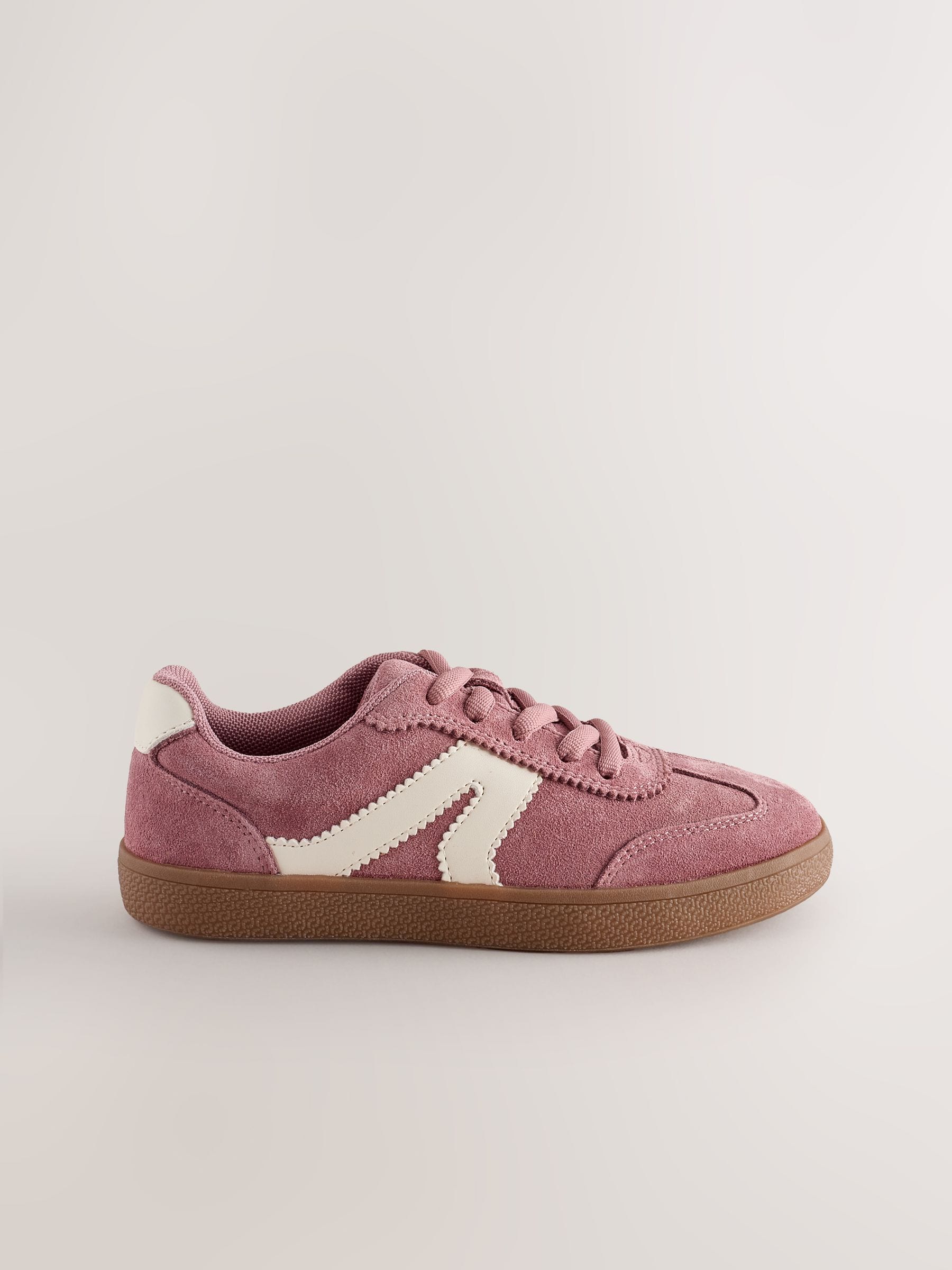 Pink Suede Standard Fit (F) Retro Trainers image 2