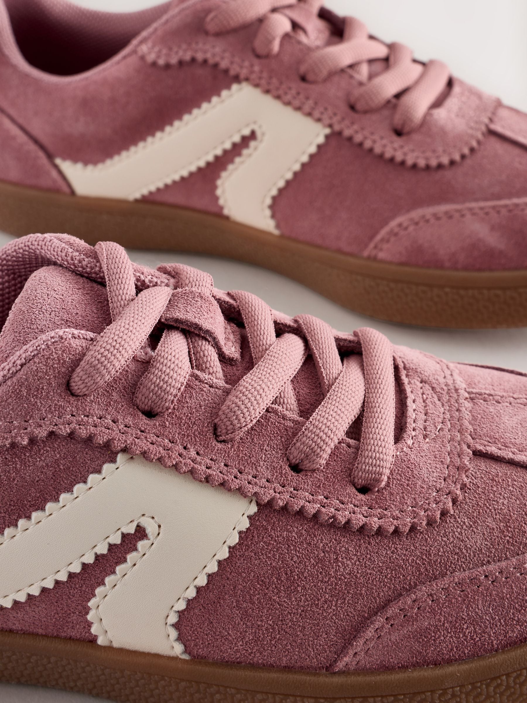 Pink Suede Standard Fit (F) Retro Trainers image 5