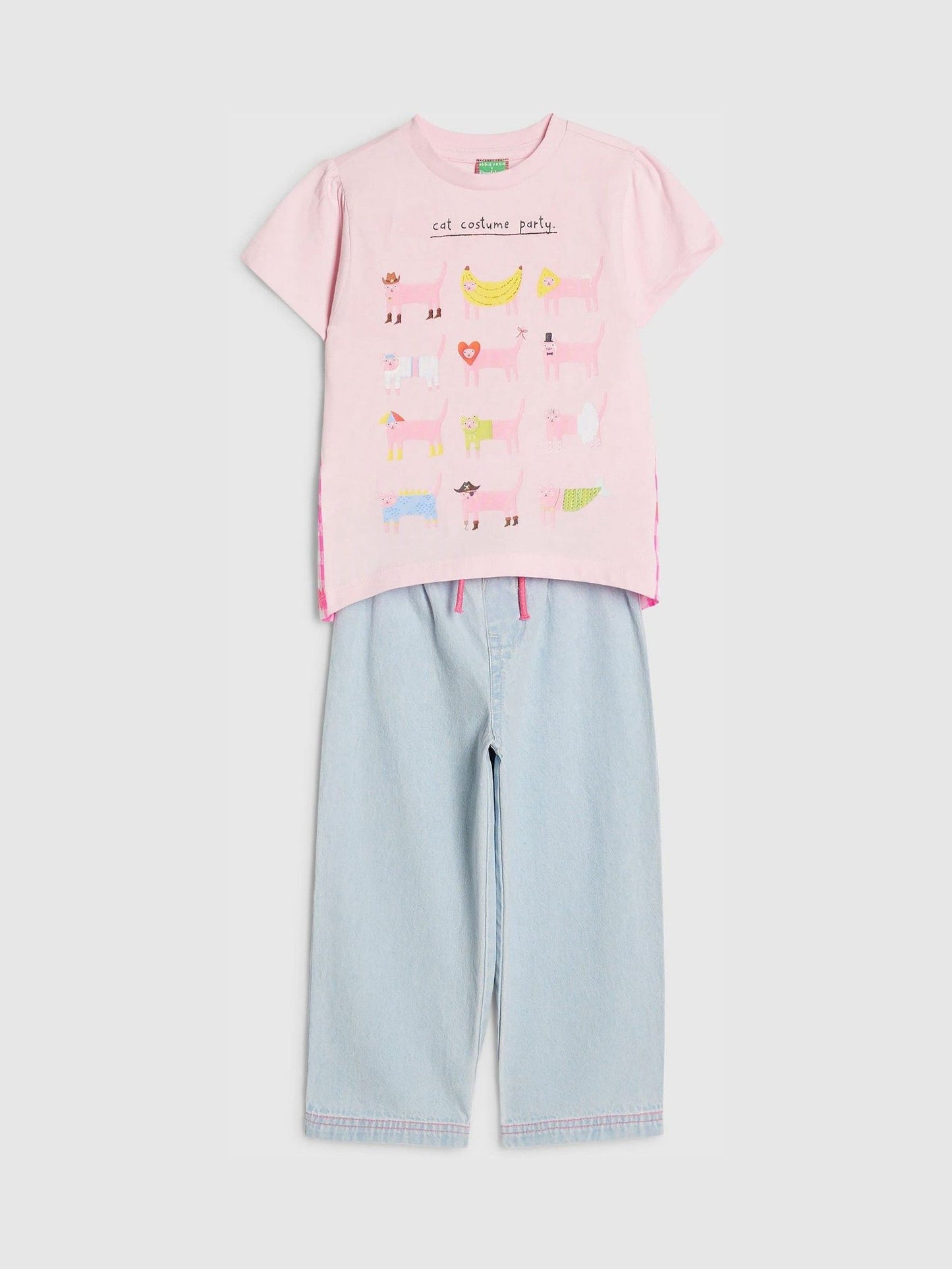 River Island Pink Abbie Rosie Cat Top & Pull On Joggers Set image 3