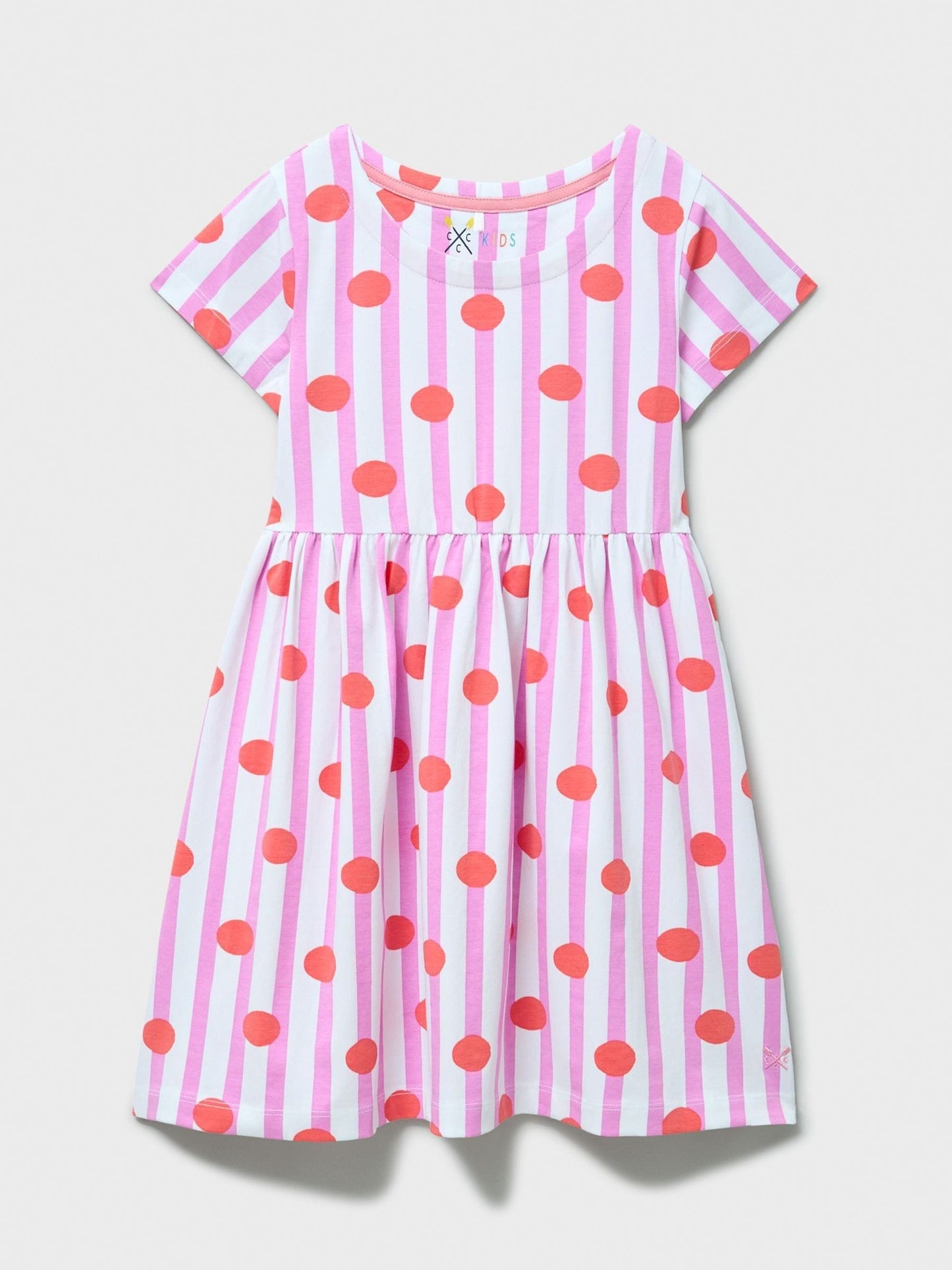 Crew Clothing Orange Everyday Short Sleeve Print Jersey Dress image 1