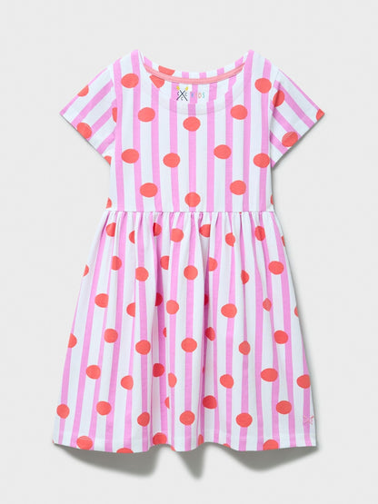 Crew Clothing Orange Everyday Short Sleeve Print Jersey Dress image 1