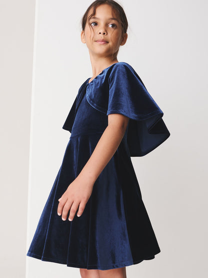 Dsiney Kidz - Navy Blue Navy Velvet Cape Dress (3-16yrs) image 1