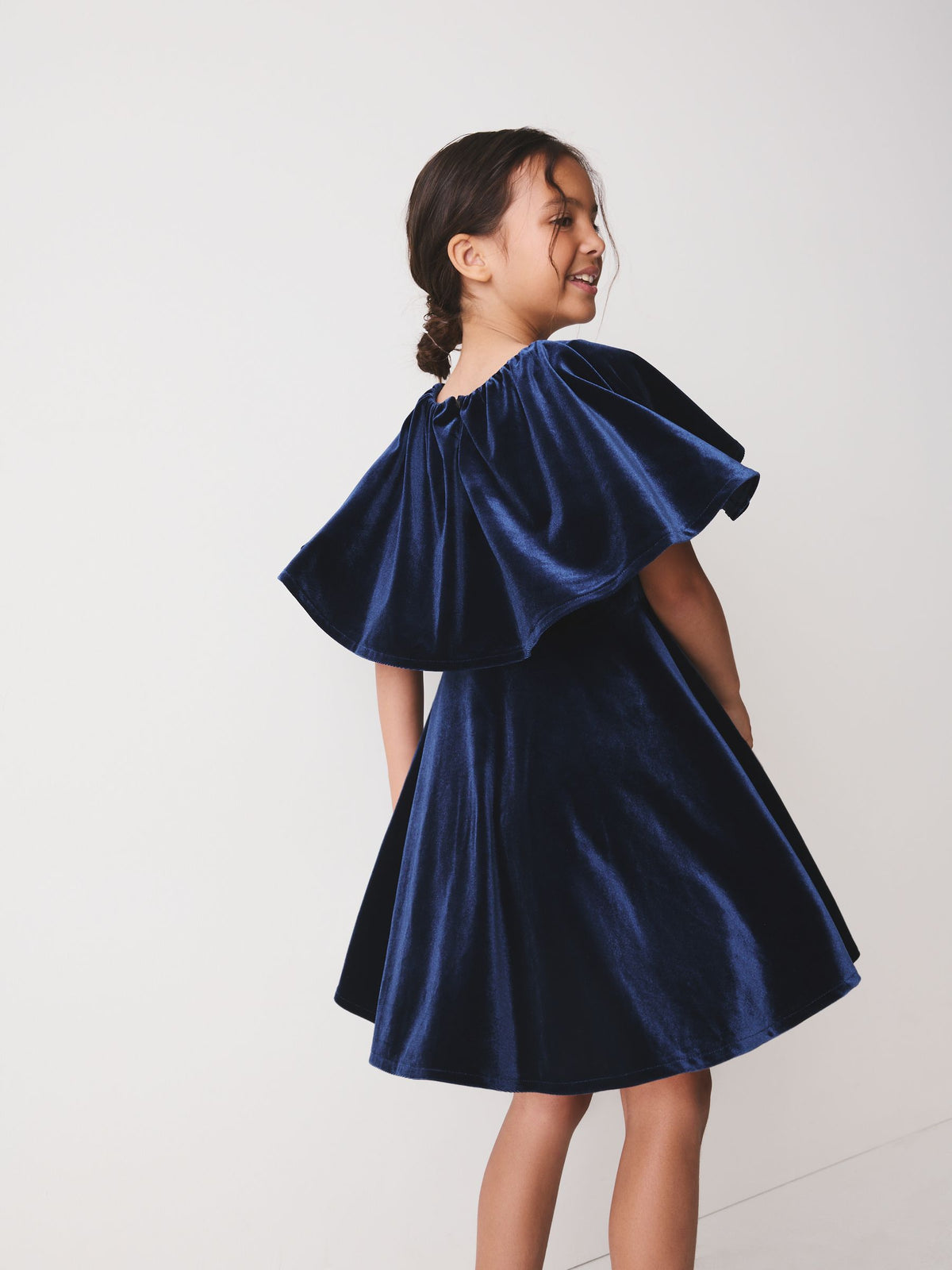 Dsiney Kidz - Navy Blue Navy Velvet Cape Dress (3-16yrs) image 2