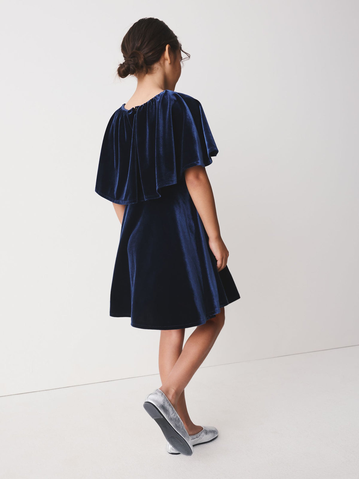 Dsiney Kidz - Navy Blue Navy Velvet Cape Dress (3-16yrs) image 3
