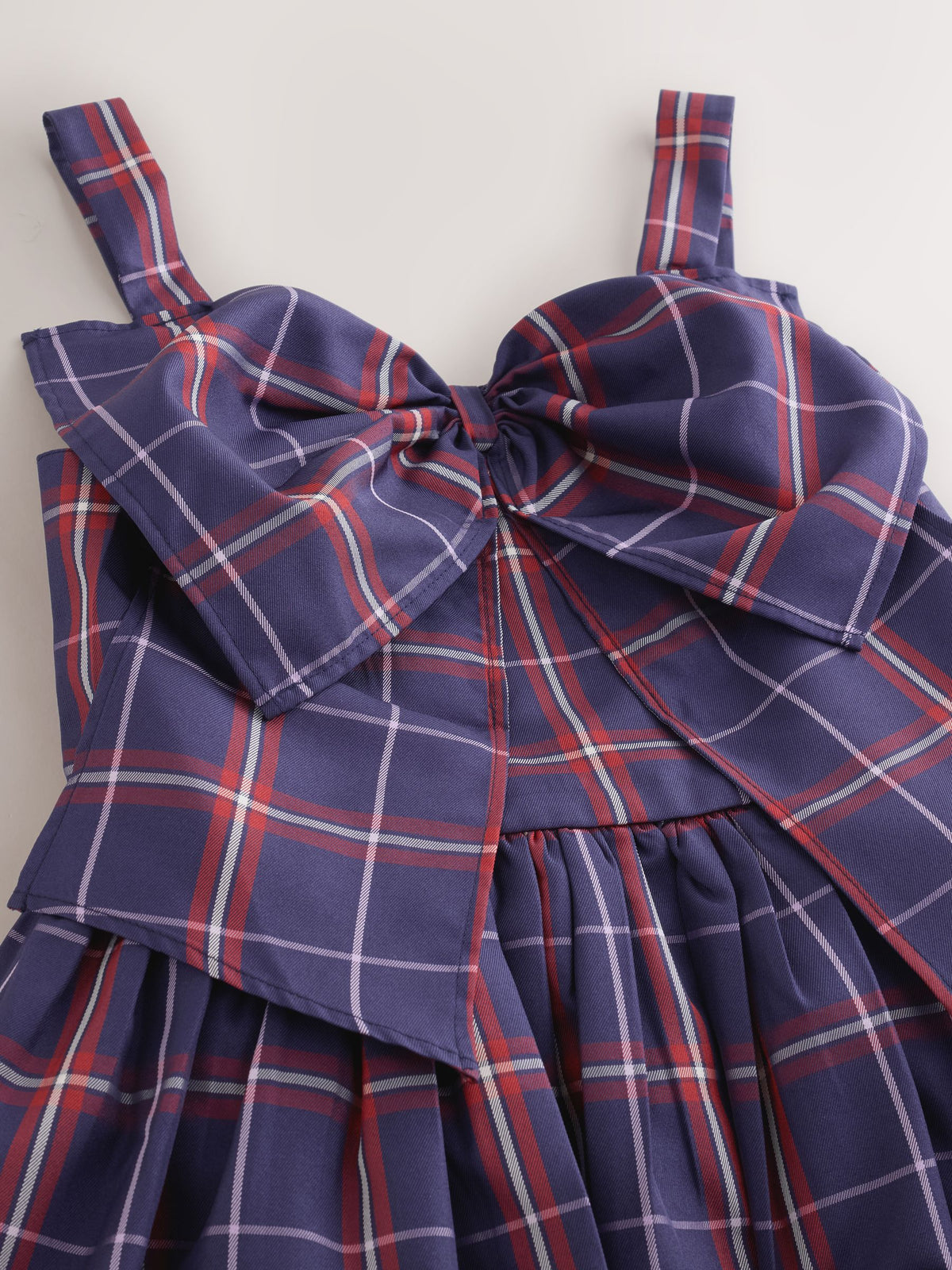 Dsiney Kidz - Blue/Red Check Bow Front Occasion Dress (6-16yrs) image 3