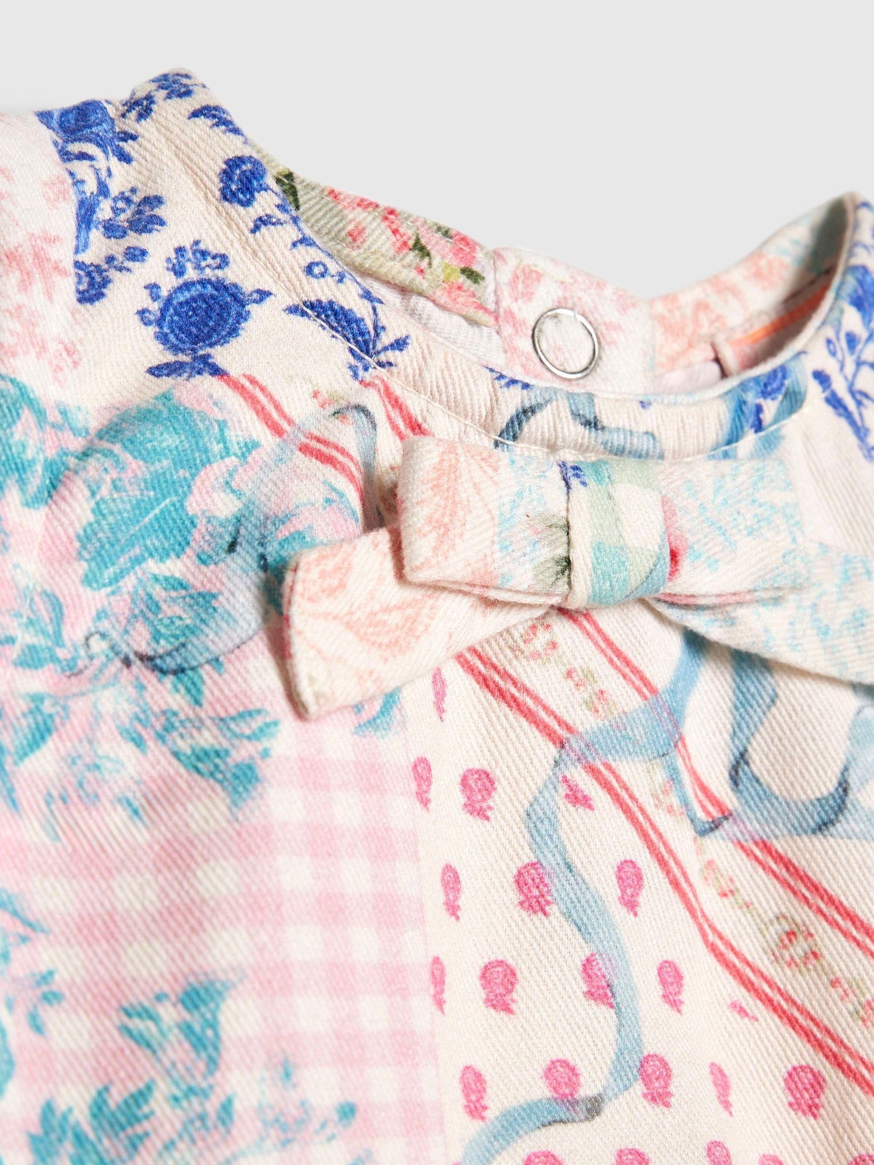 River Island Blue Cabbages & Roses Patchwork Romper image 4