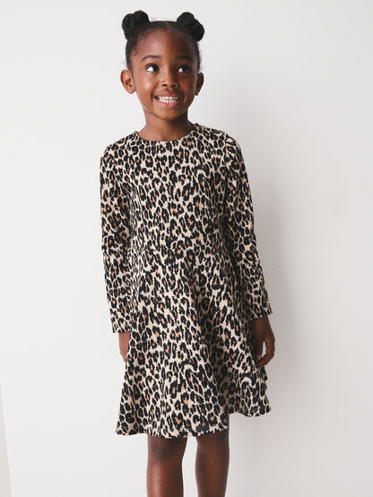 Dsiney Kidz - Leopard Animal Print Long Sleeve Skater Dress (3-16yrs) image 1