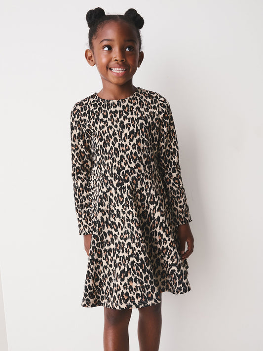 Dsiney Kidz - Leopard Animal Print Long Sleeve Skater Dress (3-16yrs) image 1