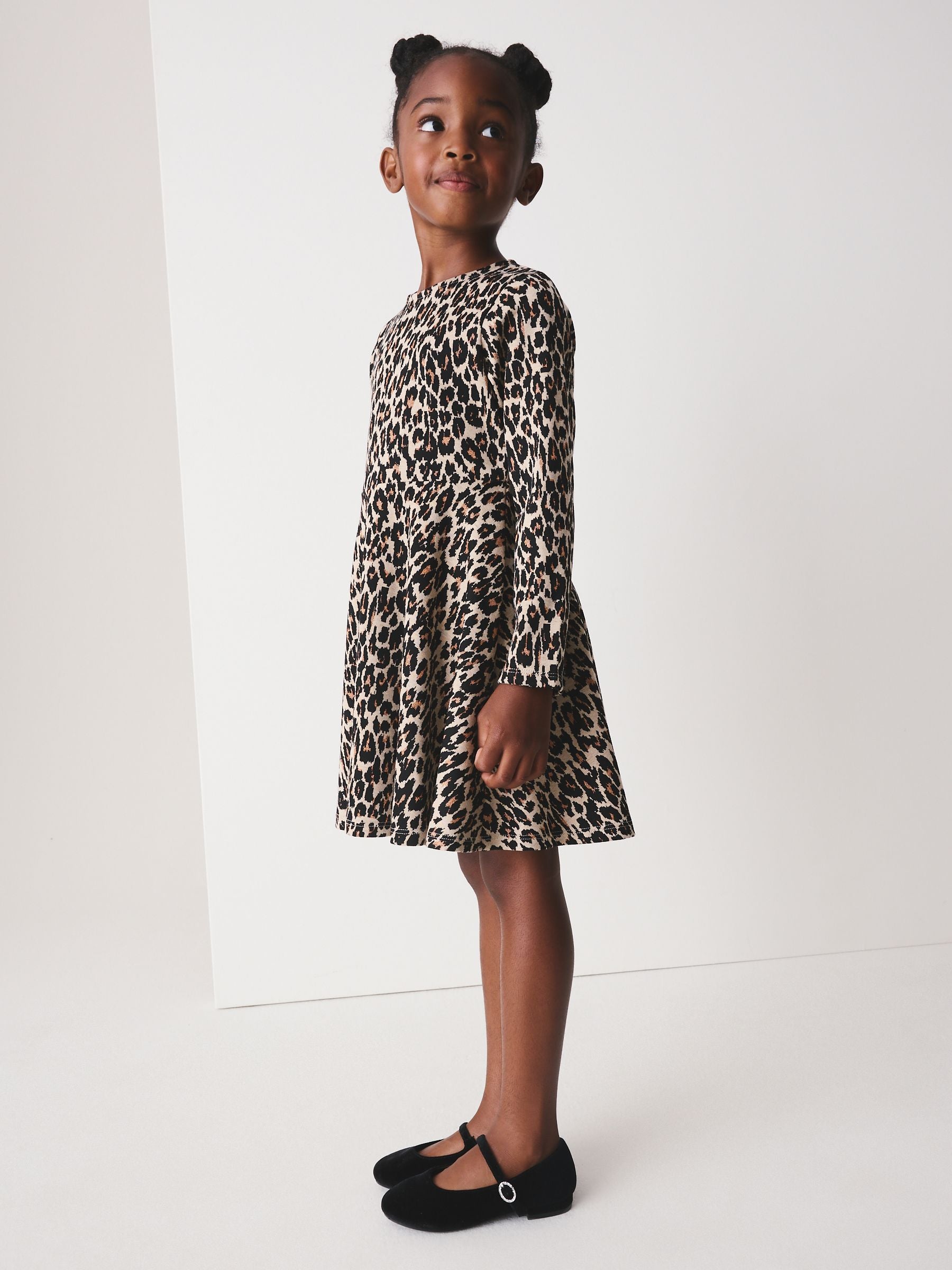 Dsiney Kidz - Leopard Animal Print Long Sleeve Skater Dress (3-16yrs) image 3
