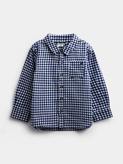 Dsiney Kidz - JoJo Maman Bébé Navy Blue Gingham Long Sleeve Shirt image 1