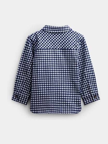 Dsiney Kidz - JoJo Maman Bébé Navy Blue Gingham Long Sleeve Shirt image 2