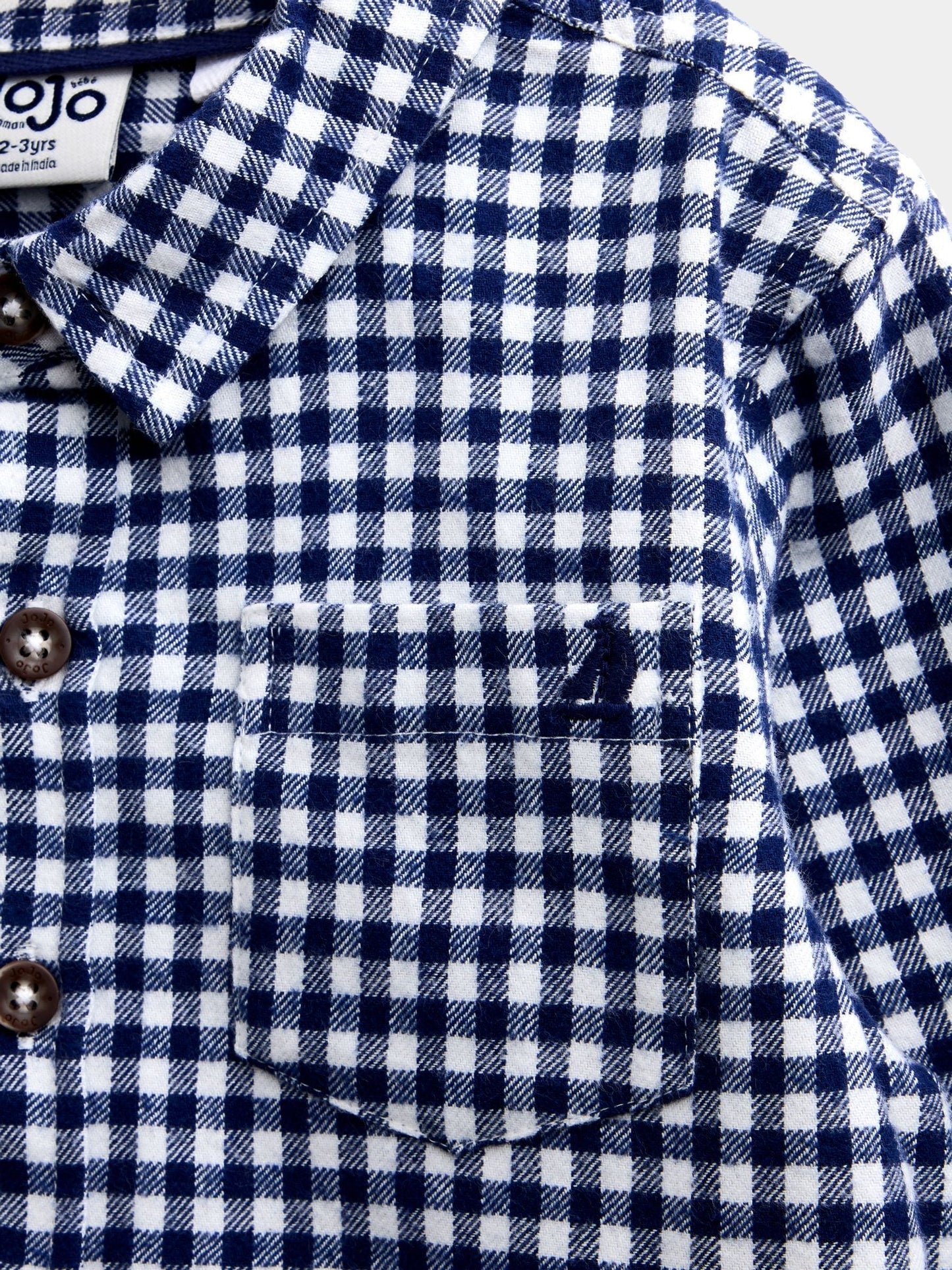 Dsiney Kidz - JoJo Maman Bébé Navy Blue Gingham Long Sleeve Shirt image 3