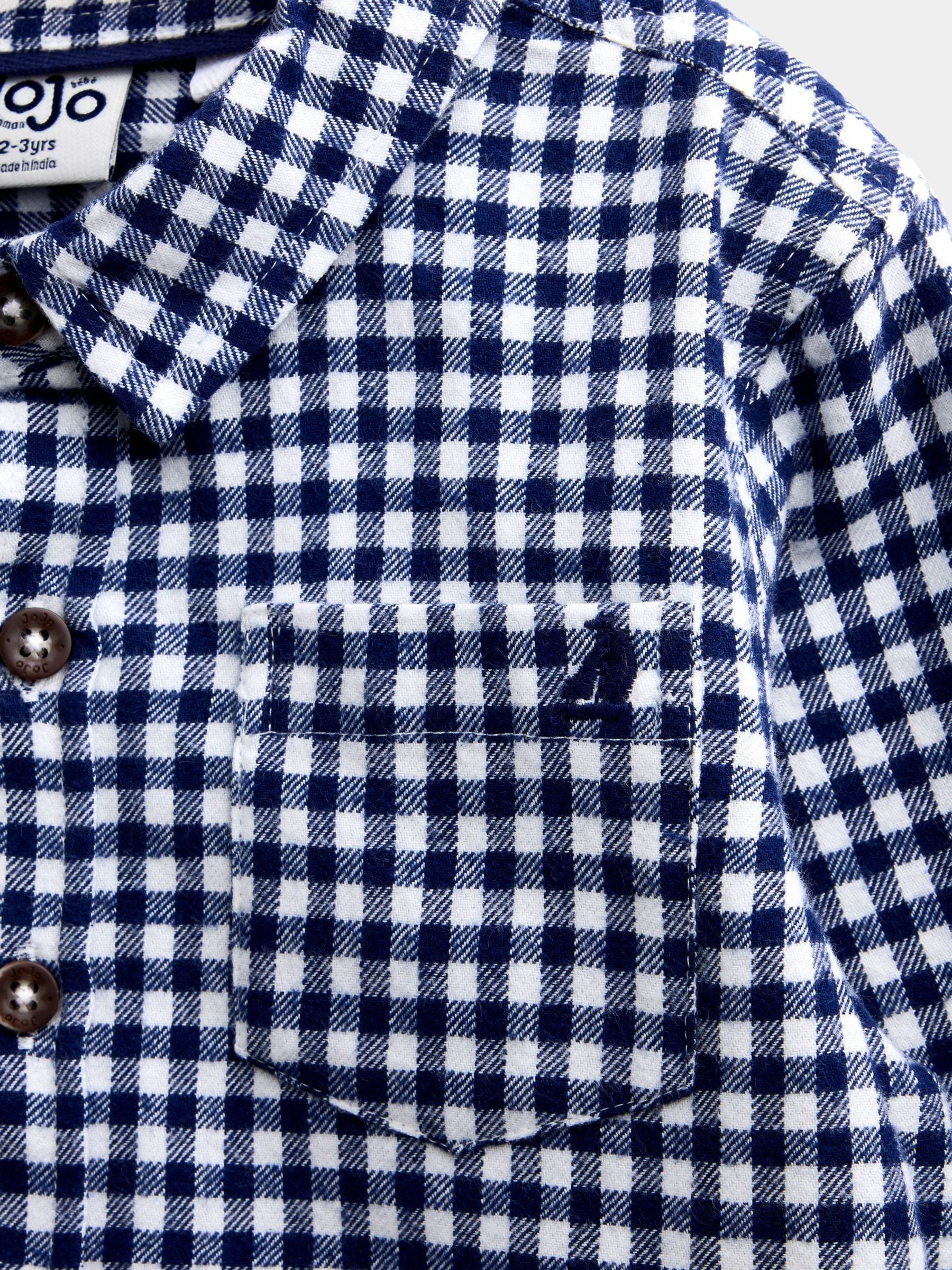 Dsiney Kidz - JoJo Maman Bébé Navy Blue Gingham Long Sleeve Shirt image 3