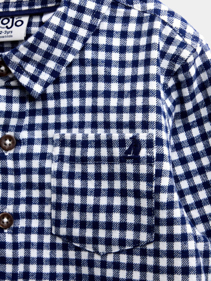 Dsiney Kidz - JoJo Maman Bébé Navy Blue Gingham Long Sleeve Shirt image 3