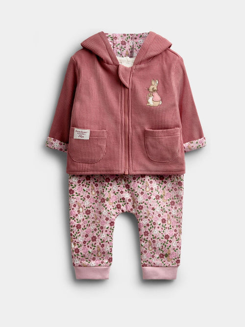 Dsiney Kidz - JoJo Maman Bébé Pink Peter Rabbit Flopsy Reversible Hoodie, Joggers & Bodysuit Set image 1