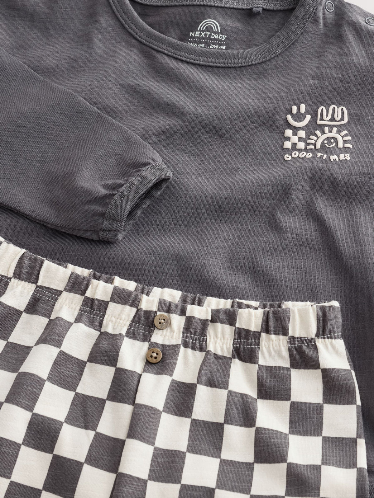 Charcoal Grey Checkerboard Baby Top and Wide Leg Leggings Set (0mths-2yrs) - image 4