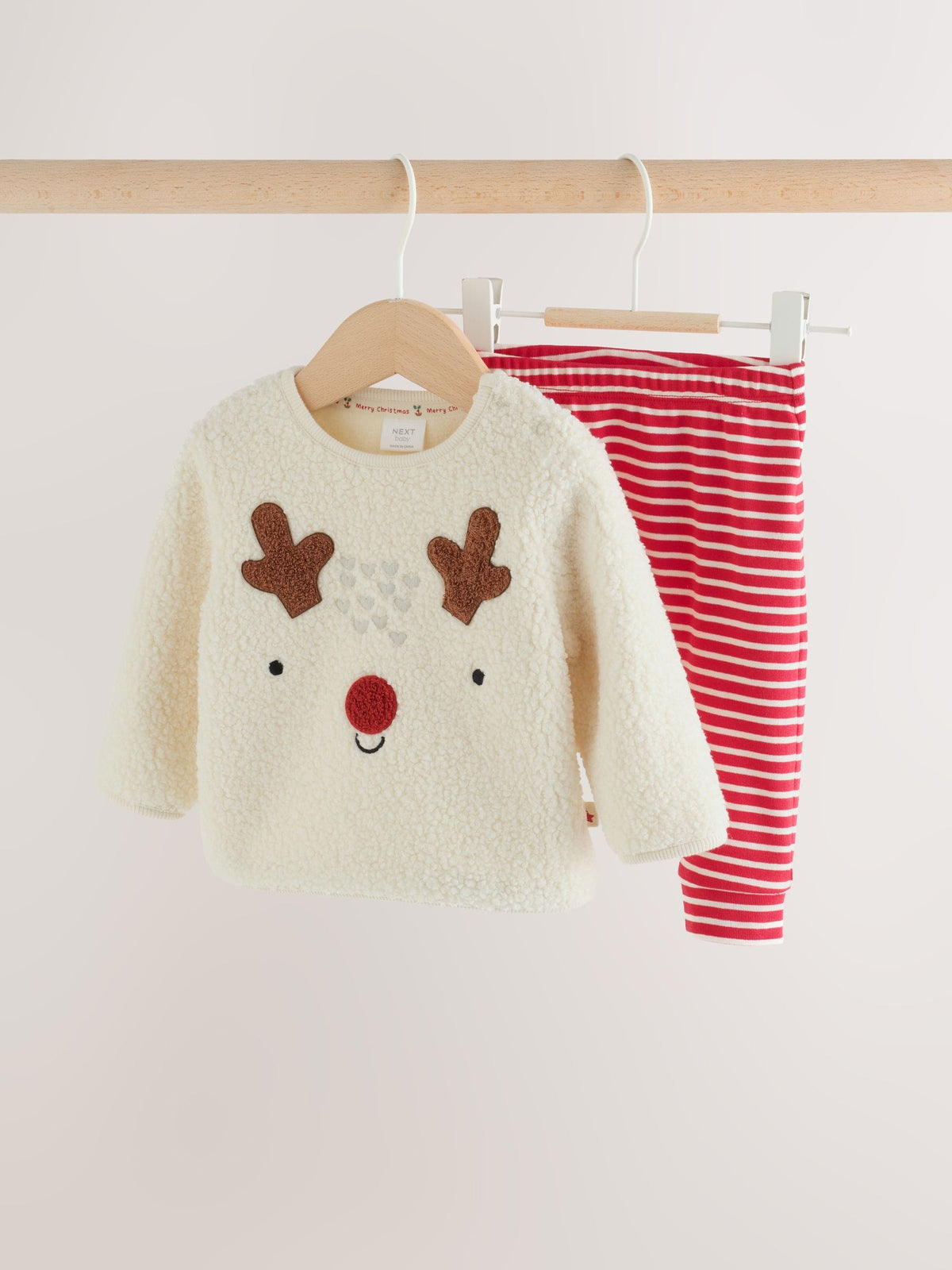 Neutral Reindeer Baby Fleece Top and Leggings Set (0mths-2yrs) - image 1