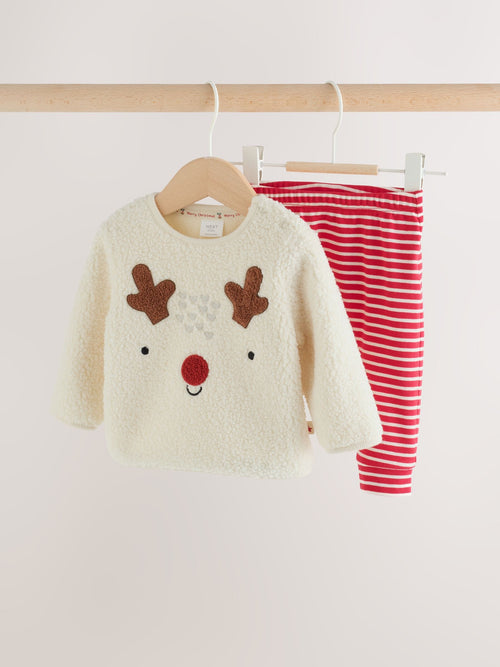Neutral Reindeer Baby Fleece Top and Leggings Set (0mths-2yrs) - image 1