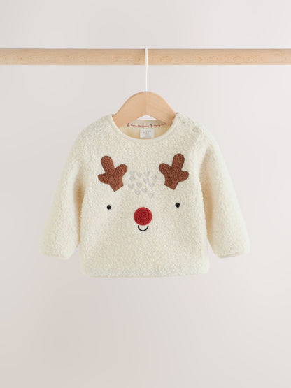 Neutral Reindeer Baby Fleece Top and Leggings Set (0mths-2yrs) - image 2