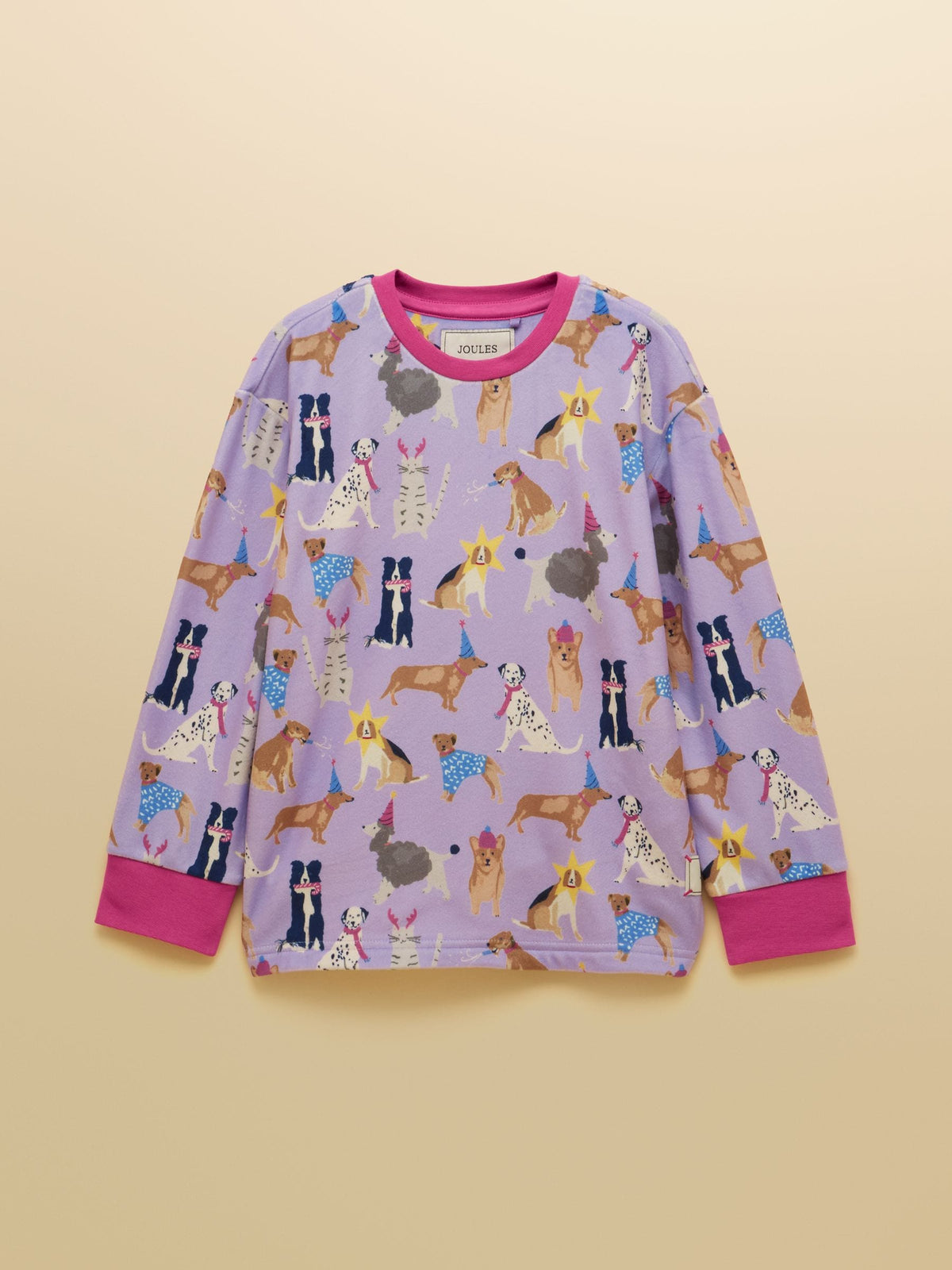 Joules Girls' Lilac Dogs Long Sleeve Fleece Pyjamas - image 2