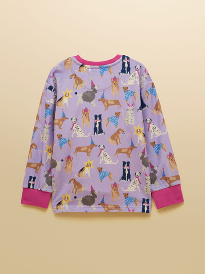 Joules Girls' Lilac Dogs Long Sleeve Fleece Pyjamas - image 3