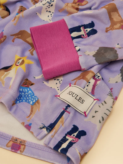 Joules Girls' Lilac Dogs Long Sleeve Fleece Pyjamas - image 6
