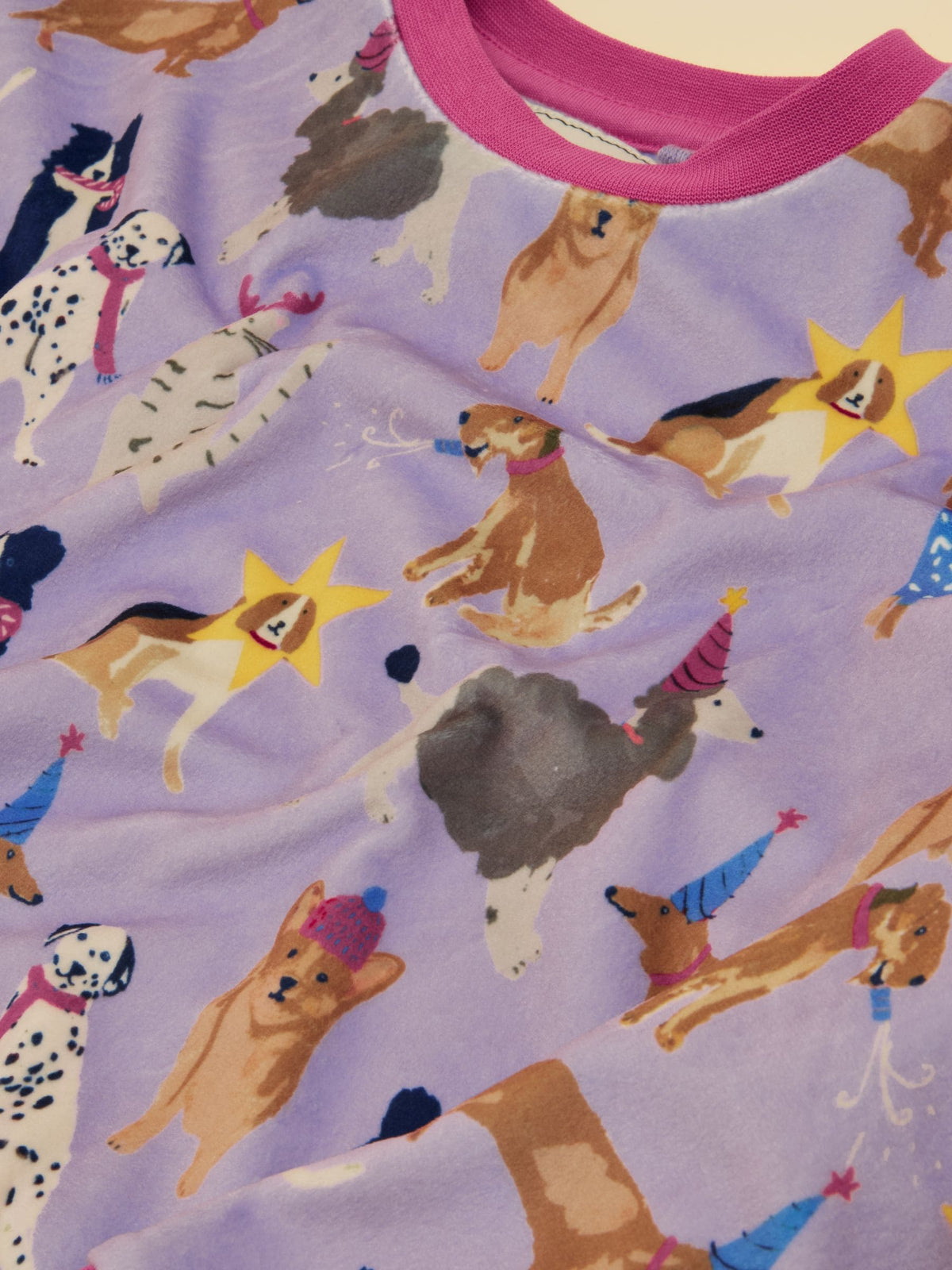 Joules Girls' Lilac Dogs Long Sleeve Fleece Pyjamas - image 7