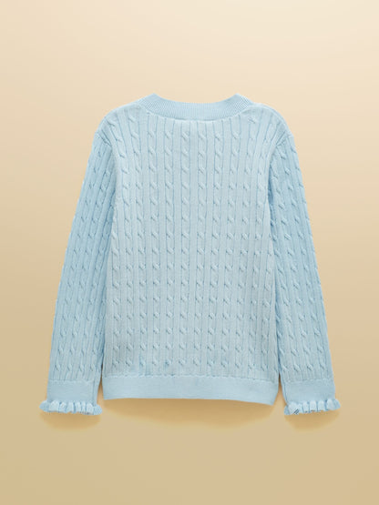 Joules Girls' Mallory Blue Cable Cardigan - image 2