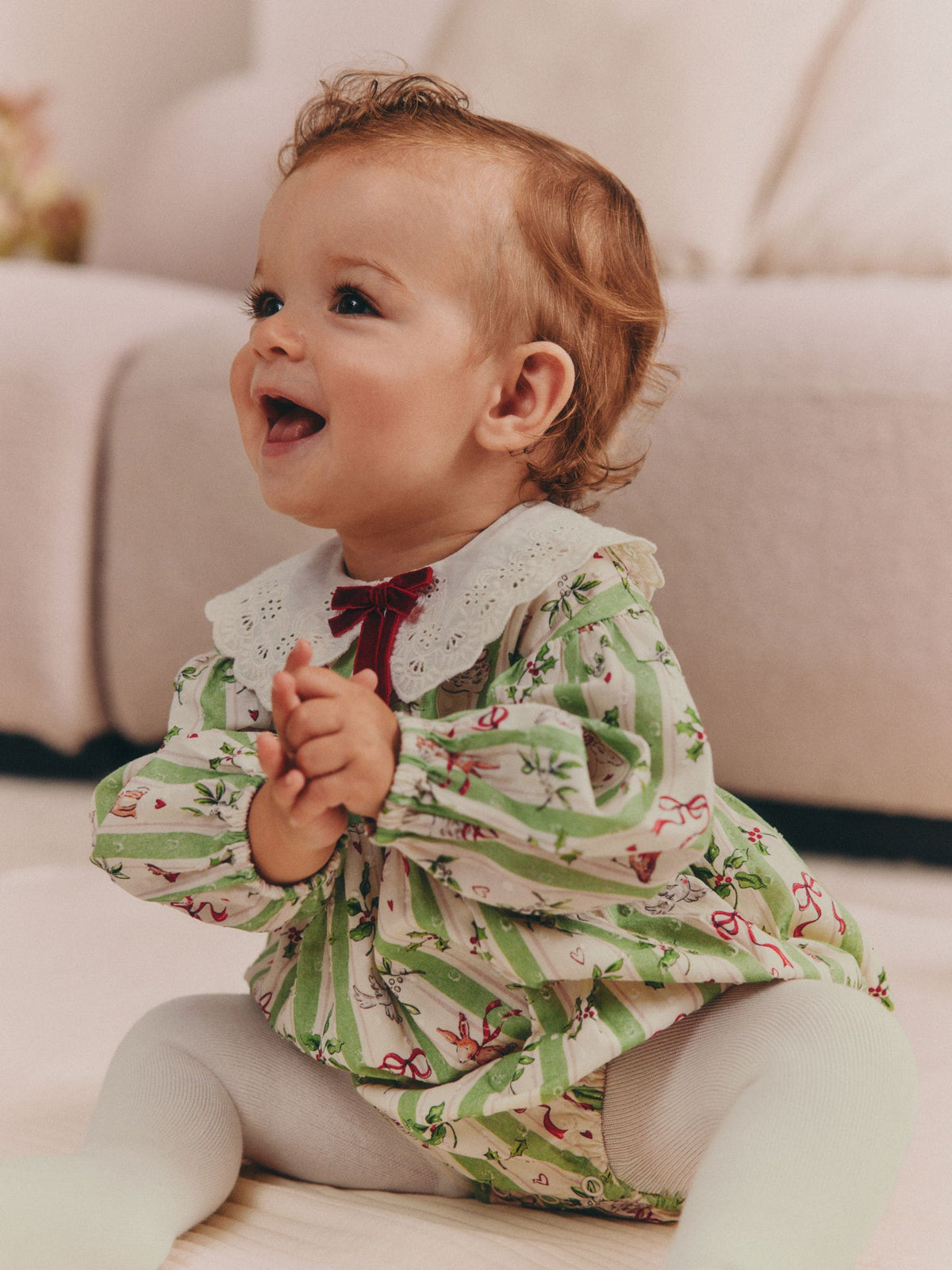 Green Christmas Baby Bubble Romper And Tights Set 2 Piece (0mths-2yrs) - image 1
