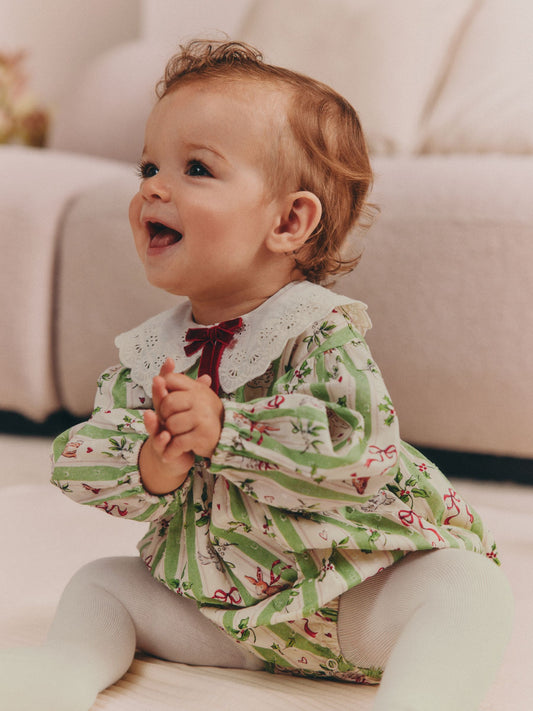 Green Christmas Baby Bubble Romper And Tights Set 2 Piece (0mths-2yrs) - image 1